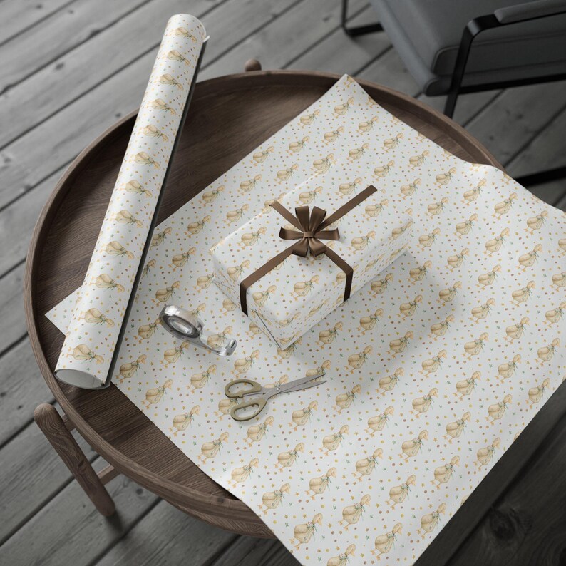 Silly Goose Wrapping Paper Roll, Watercolor Goose All Occasion Gift Wrap, Baby Shower Neutral Gift , Gift Packaging Papers For Toddler