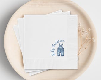 Blue Jean Baby Shower Napkins, Custom Name Party Decorations, A Blue Jean Baby Is On The Way, Boy or Girl Party Table Decor Set of 50 or 100
