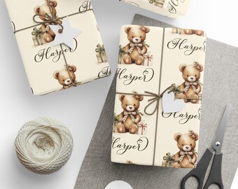Personalisiertes Weihnachtsgeschenkpapier: Teddybär-Geschenkpapier