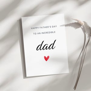 Carte imprimable Happy Father's Day à un papa incroyable, carte aquarelle avec coeur d'enfants, carte pour grand-père, père, téléchargement numérique