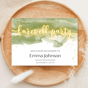 Benutzerdefinierte Abschied Party Einladung, Aquarell Design, Going Away Party, Cocktail Party, digital einladen, digitaler Download, druckbare 7 "x5" Karte