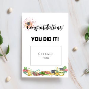 Titulaire de la carte cadeau félicitations pour diplômé 2025, étiquette de carte-cadeau diplômé 2025, carte aquarelle, carte-cadeau à imprimer avec enveloppe à imprimer