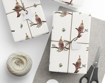 Inpakpapier Grappige uil verjaardag: cadeaupapier woordspeling voor opa