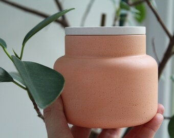 Pink Plaster Candle, Soy Wax Scented Candle, Aromatherapy Wood Wick Candle, Handmade Container Candles, Unique Gift, Friend Gift