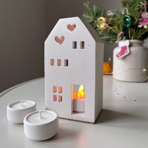 Casetta Portacandele In Ceramica Bianca - Atmosfera Accogliente Con Tea Light - Foto 6