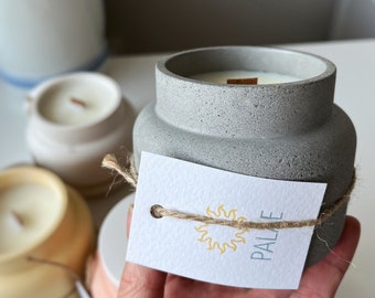 Concrete Scented Candles, Aromatherpy Soy Candle, Natural Wood Wick Candle, Grey Vegan Candle, Gifts Gor Her, Vegan Gift