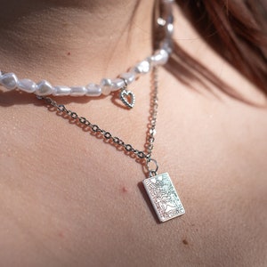 Ensemble de colliers de tarot en argent - Bijoux superposés en acier inoxydable - Choisissez votre carte : amoureux, lune, étoile, soleil, monde, fortune