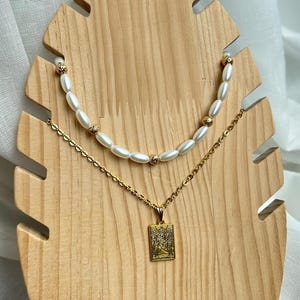 Ensemble de colliers de tarot personnalisés - Perles et perles dorées - Choisissez votre carte : soleil, lune, amoureux, étoile, fortune