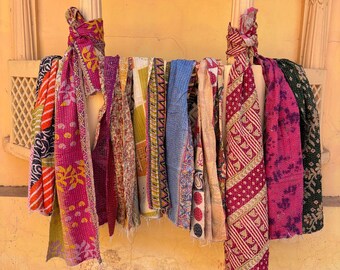 Wholesale Vintage Kantha Scarf Lot – Reversible Boho Cotton Wraps