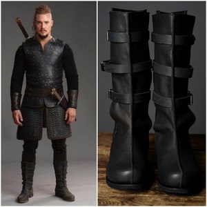 Uhtred Medieval high leather boots; handmade boots; viking historical larp shoes; fantasy cosplay renaissance
