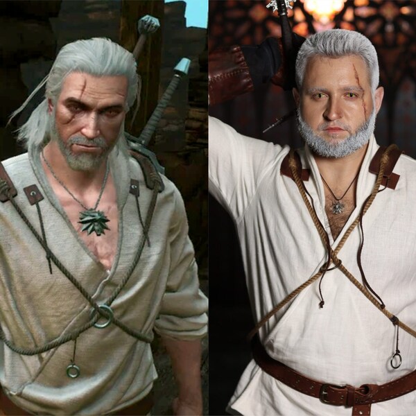 Geralt of Rivia white shirt; Witcher 3 Wild Hunt cosplay