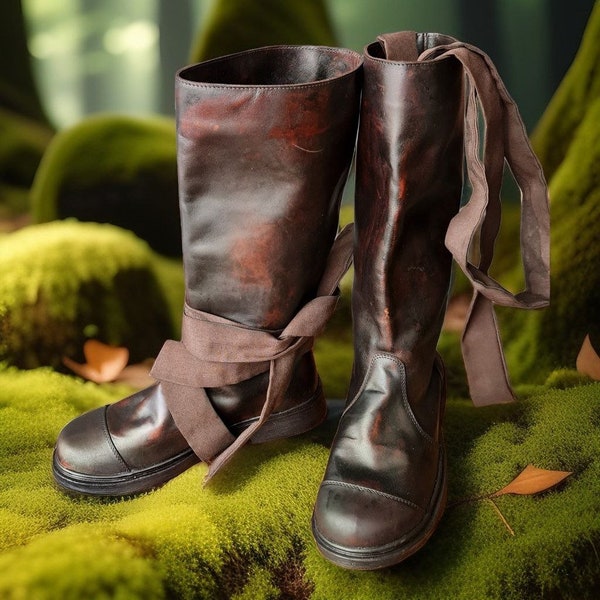 Rugged Leather Boots of Ragnar: Handcrafted Viking-inspired Footwear