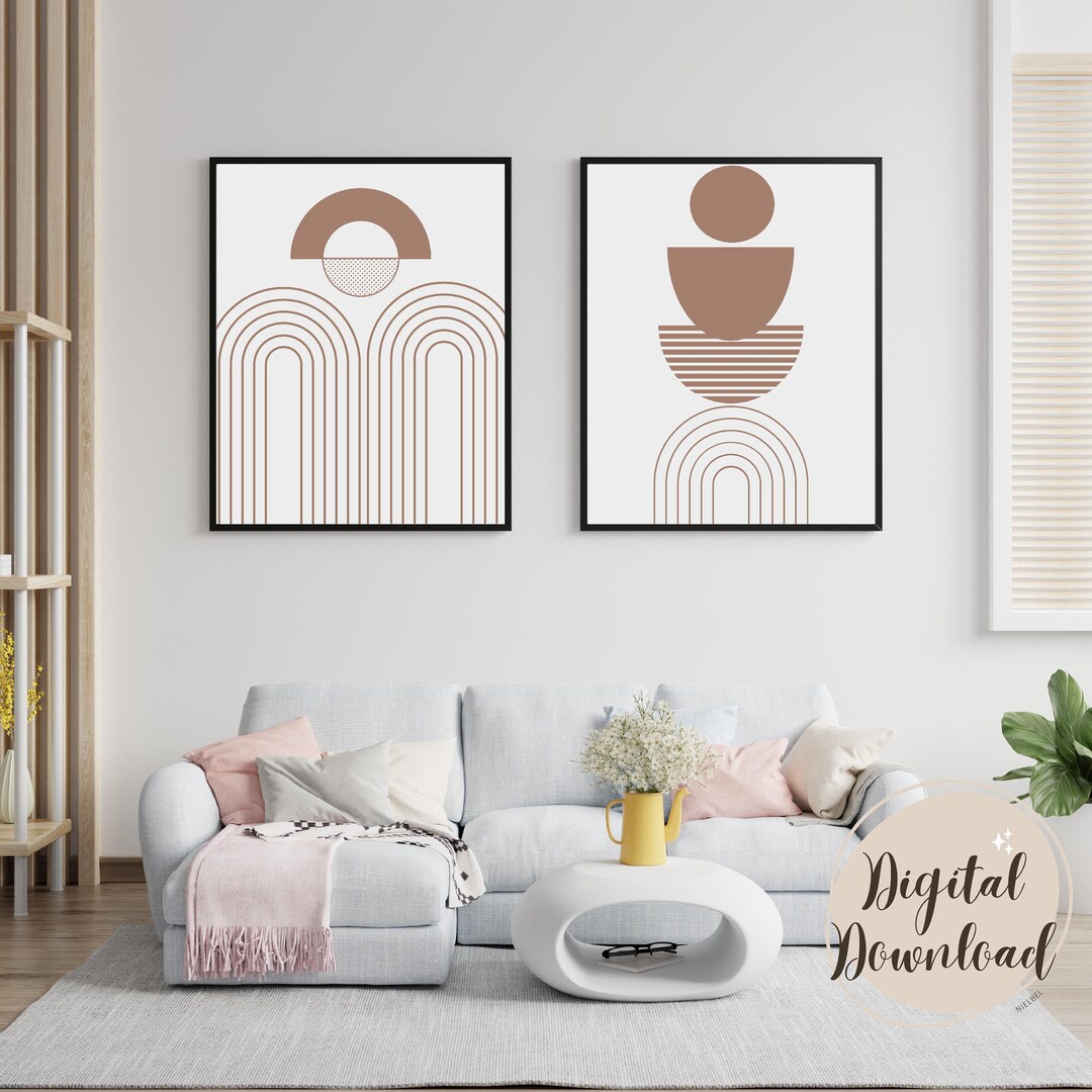 Boho Wall Art Set of 3, Boho Chic Living Room Decor, Large Boho Wall