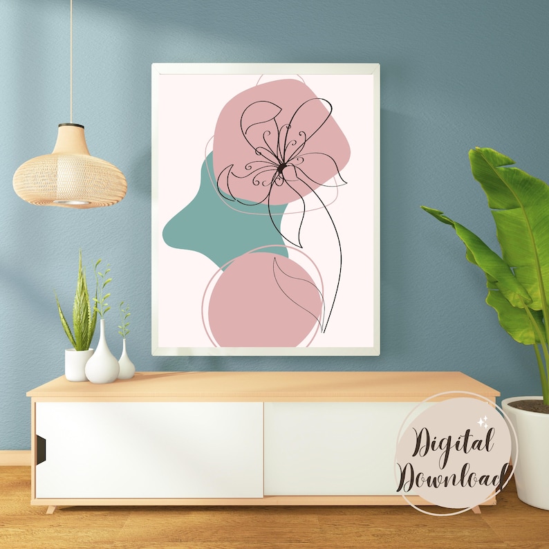 Bright Floral Wall Art Pink Floral Wall Art Boho Minimalist Wall Art