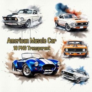 Muscle car americana, PNG auto classica, Clipart auto d'epoca, Clipart veicolo, Arte di superficie unica per auto, Texture diversa, PNG auto retrò