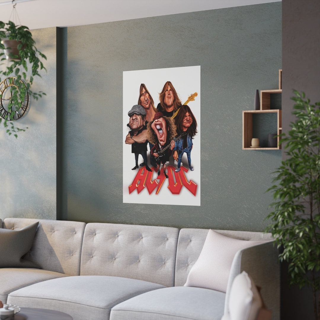 Poster, ACDC, Angus Young, Caricature, Funny, Rock, Wall Art, House ...