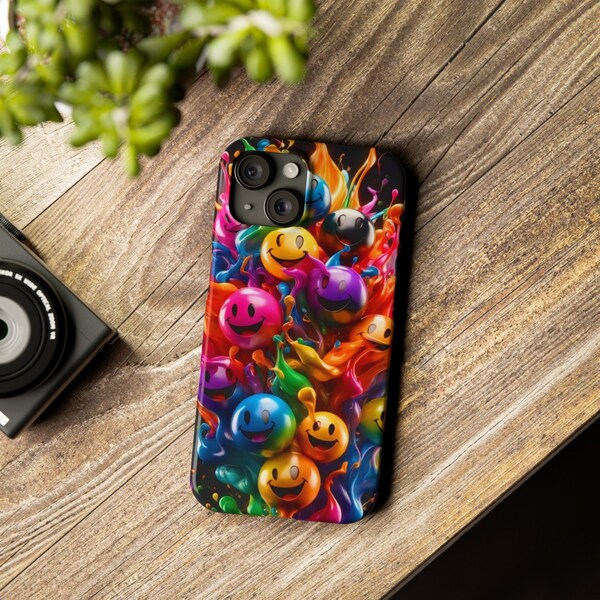 Colorful Emoji" iPhone Cases for iPhone Models 15, 14, 13, 12