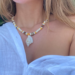 Handmade beaded seashell necklace
