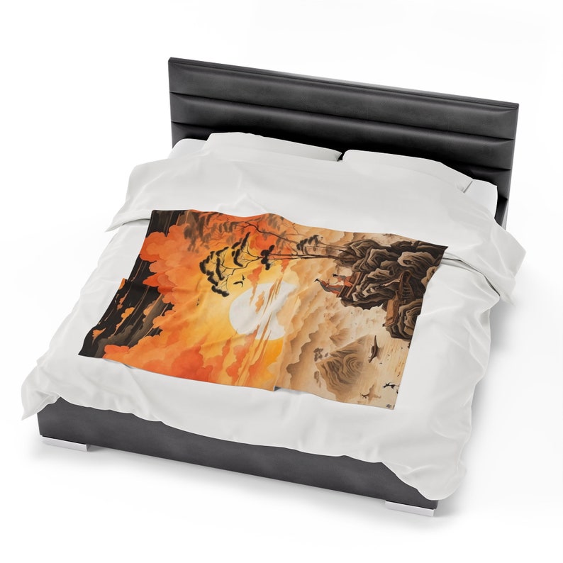 Velveteen Plush Blanket, Fluffy and Cosy, Gift, Chinese Theme Art Etsy