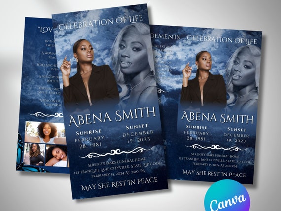 TRIFOLD FUNERAL TEMPLATE, 17x11 Obituary Program, Purple Marble, Canva Editable Template, Funeral Order Of Service, Memorial Keepsake