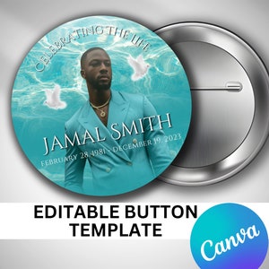 以下が含まれることがあります： 男性の写真と「Celebrating the Life Jamal Smith February 28, 1981 - December 19, 2023」というテキストが書かれた青と白のボタン。