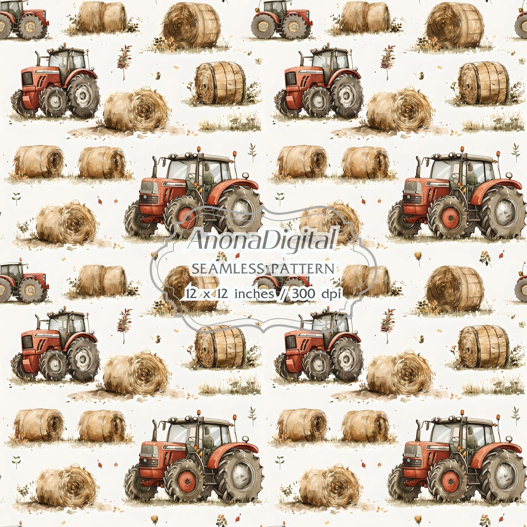 Hay Pattern Paper Tractor Farm Hay Seamless Pattern, Digital Download, Kids Background ...