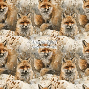 Fox Seamless Pattern Fox Digital Print for Fabric Printing Fox Digital Paper Seamless File Fox Design Digital Paper Printable Sublimation