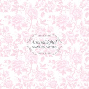 Pink Chinoiserie Toile de Jouy Vintage Floral Seamless Pattern, Pink And White Chinoiserie Background, instant download digital paper