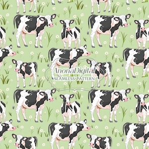 Cow Seamless Pattern, Digital File Cute Cow Seamless, Dairy Cow repeating pattern for fabric sublimation, instant download digital paper