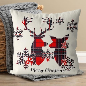 Elk Pillow Skiing Pillow Covers, Christmas Pillow Cover, Holiday Pillow, Decorative Pillow multiple styles