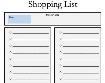Shopping List Printable Etsy