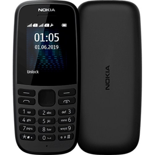Nokia 105 Dual Sim Black Unlocked 4th Edition + 10 Pounds Vodafone