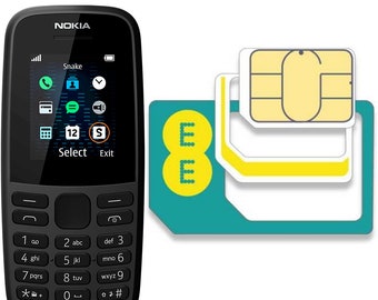 Nokia 105 Dual Sim Black Unlocked 4th Edition + 10 Pounds Vodafone, O2 & EE Top-Up Sim + Brand New
