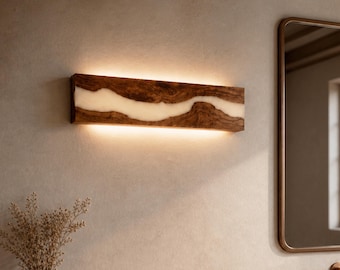 Wall Sconce, Olive Wood Linear Ambient Light with Resin Color Options