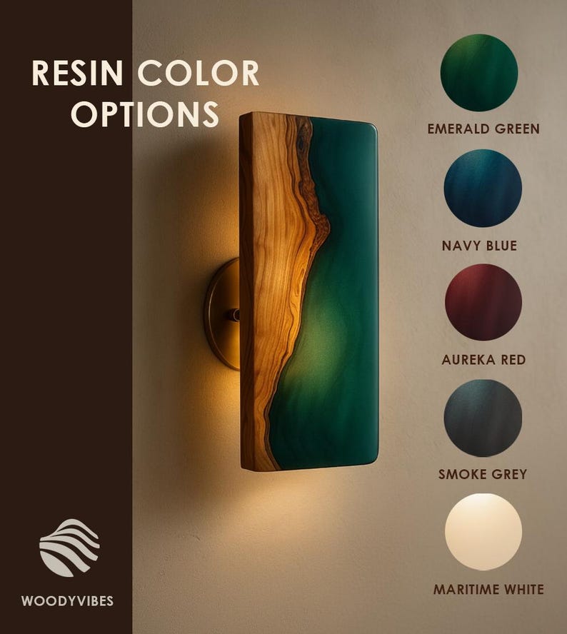 Olive Wall Sconce Lighting – Custom Resin and Hardware Options image 8