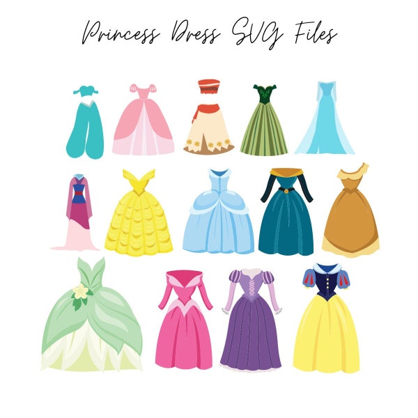 Lot princesse SVG | Utilisation commerciale | Fichiers de découpe Cricut Design | Clipart princesse | vectorielle | Décoration pour gâteau Cricut