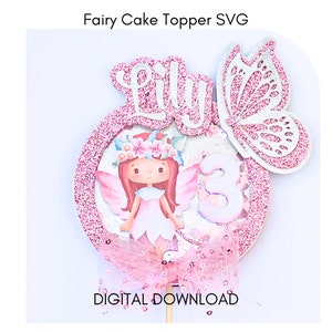 FAIRY Shaker taarttopper, verjaardagsfeestje decor | SVG-bestand voor Cricut, silhouet | Afdrukken en knippen | Cricut taarttopper