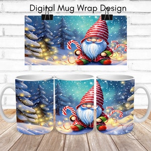 Gonk Christmas Mug Wrap Design | Gnome clipart | Digital Download