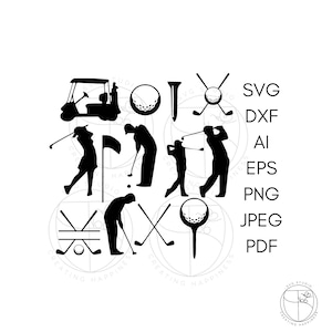 Ensemble de golf PNG SVG | Svg monogramme golf | Svg monogramme fractionné | Golf DXF | Svg club de golf | Balle de golf Svg | Fichiers Golf Cut