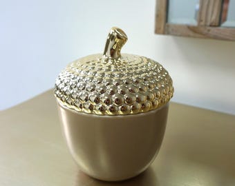 Acorn Jar with Lid: Taupe Vase, Autumnal Woodland Decor