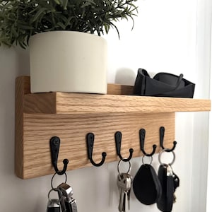 Perch – Entryway Key Organizer with Shelf in Oak Hardwood