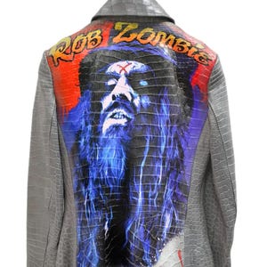 Crocodile Texture Cow Leather Jacket, Bold Patch on Back, Raw Unapologetic Style Studded Outfit
