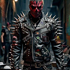 Spiked Steampunk Leather Jacket Men s Edgy Rocker Style