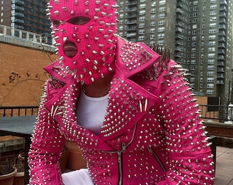 Punk Rocker Spiked Leather Jacket in Steampunk Gothic