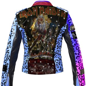 Edgy Spikes Studs Mulheres Rocker Couro Biker Patches Jaqueta
