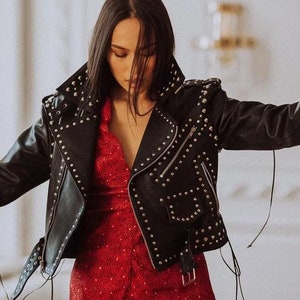 Party Women Leather Steampunk Studded Jacket