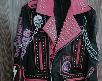 ジャケット・アウター SHARE SPIRIT Souvenir Jacket SEX PISTOLS III-Fashions Mens Studded Spiked Skull Rockstar Biker Black