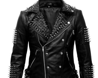 Nieten Style Motorrad-Gang-Jacke, Spikes Nieten Steampunk Gothic Style