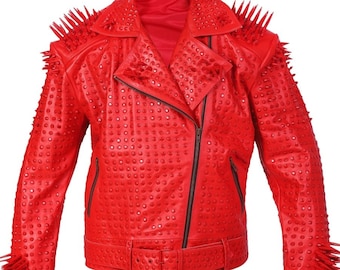 Chaqueta de cuero con pinchos estilo punk rockero para hombre en estilo steampunk