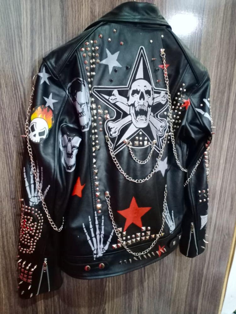国内で当店のみ PINKSPINK - gothic skull biker jacket PINKSPINK Gothic Skull Biker Jacket - Jet Black